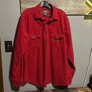 Y2K Eddie Bauer flannel chamois Red button up shirt.